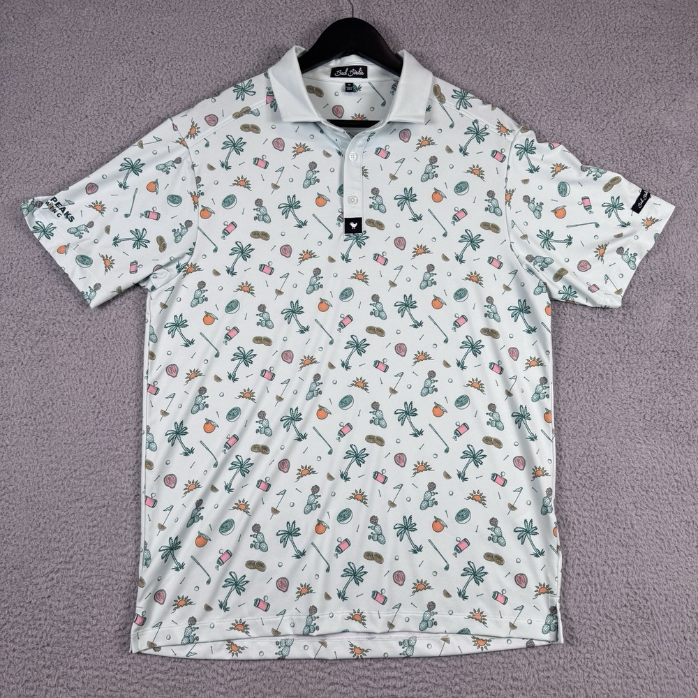 Bad Birdie X Four Peaks Brewing Polo Mens Medium White Golf Performance Stretch